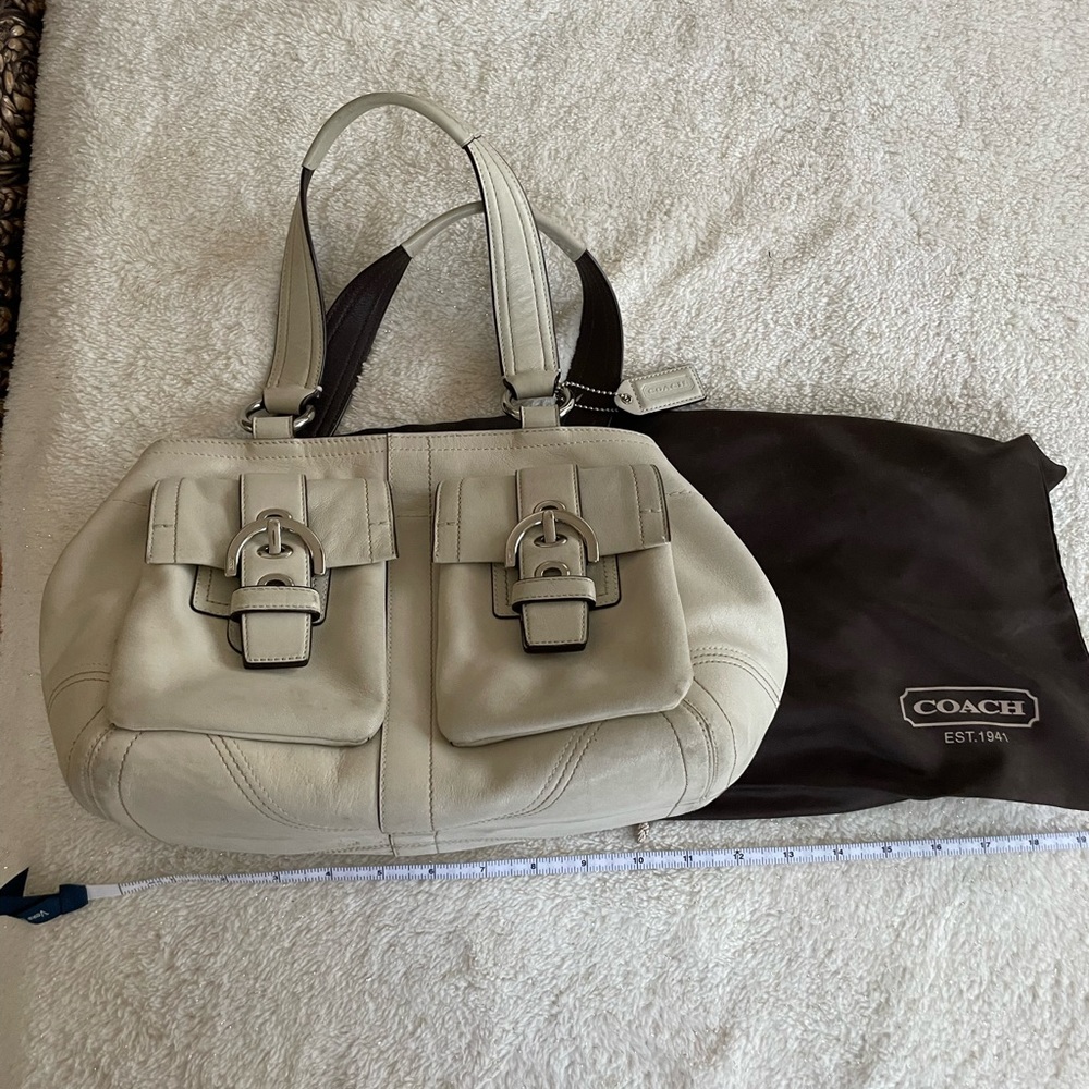 Coach cream leather satchel.